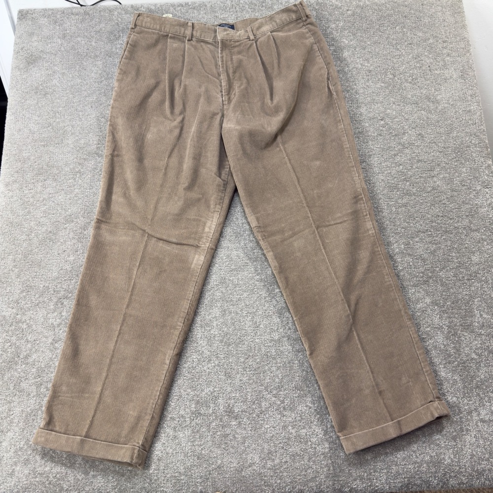 Dockers Corduroy Pants Mens‎ 38x32 Tan Pleated Cuffed Casual Trousers 406604222